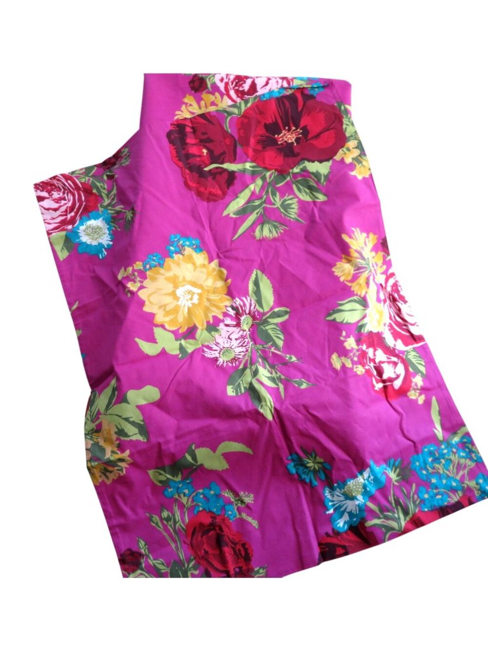 New H&M Twin Floral Duvet Cover Set Vibrant Pink Multicolor Flowers 100% Cotton